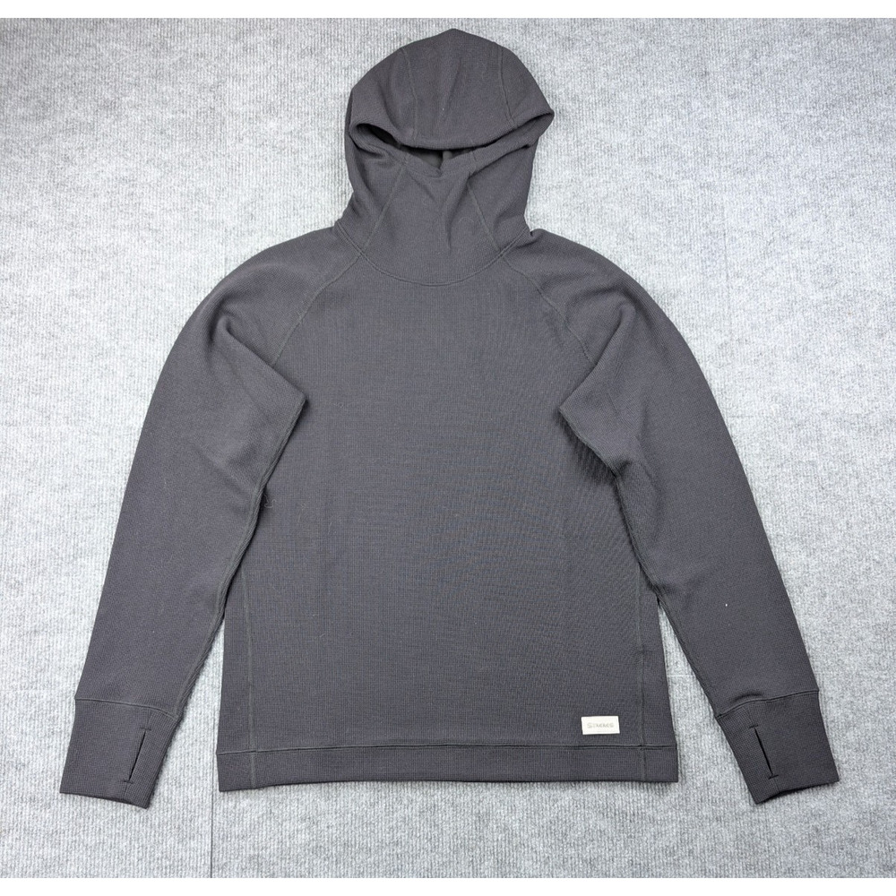 Simms Highline Hoody Mens Small Black Waffle Knit Fishing Outdoors Athletic Eco